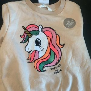 Unicorn Crewneck Pullover Sequin Detailing